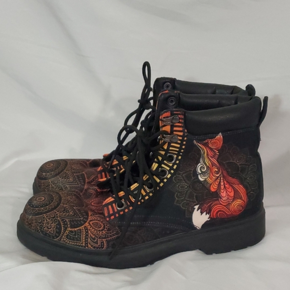 Black Combat Boots Boho Fox Mens 8.5